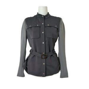 Armani Exchange Women’s XS Gray Military Style Jacket Removable Sleeves Belted